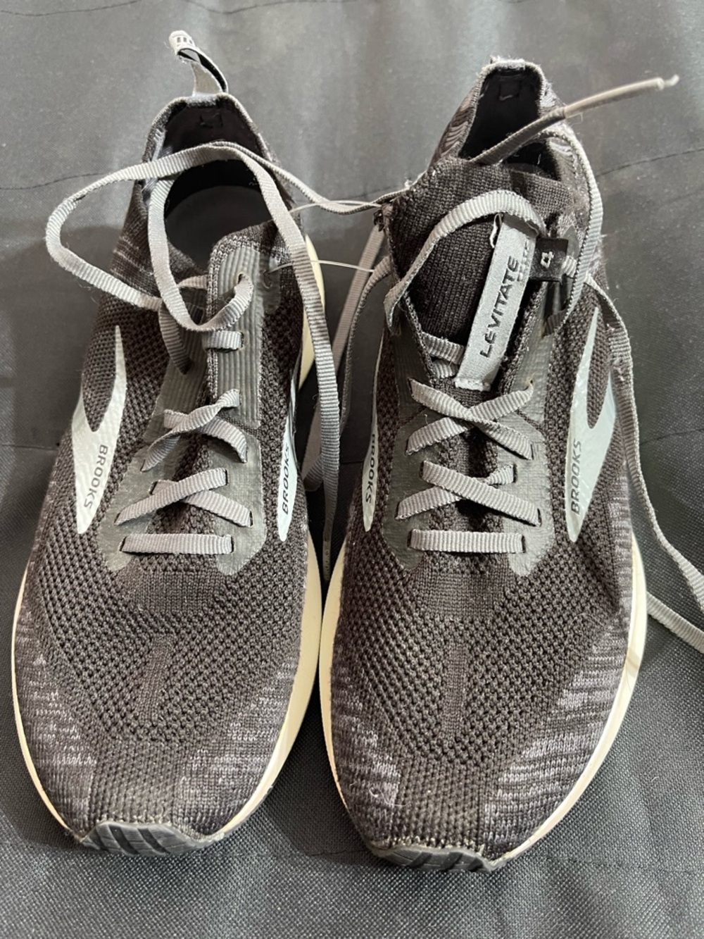 Brooks Levitate Gray and Black Knit Running Shoes